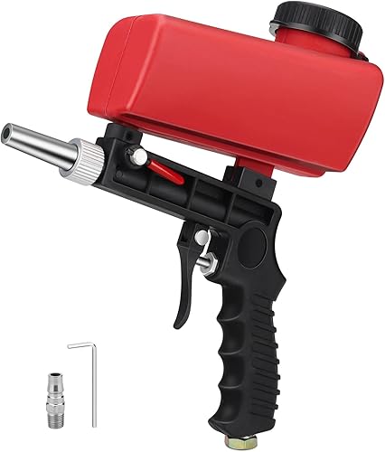 Pneumatischer Sandstrahler Tragbarer Handheld Kleine Sandstrahlmaschine Multifunktional Sandstrahlpistole Pneumatic Sandblasting Gun für Remove Paint Stains Rust Clean Surfaces(Rot) - Cheap-Us
