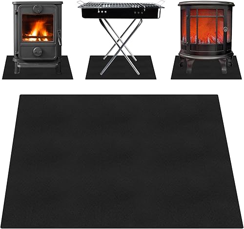 HIULLEN Feuerfeste Kaminmatte, 50x50 cm Funkenschutzplatte für Kaminofen, Feuerfeste Unterlage,Kaminbodenplatte Feuerfeste Bodenschutzmatte für Kamine Feuerfeste Matte zum Schutz des Bodens Vor Funken - Cheap-Us
