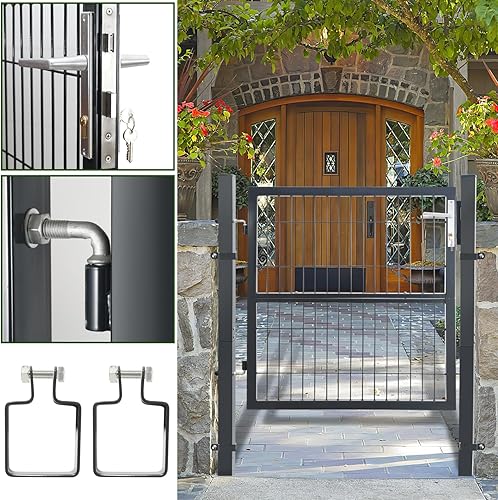 Sonnewelt Gartentor Anthrazit 100x100cm Gartentür mit Schloss Zauntür für Garten Tor Gartenpforte Gitterzaun - Cheap-Us