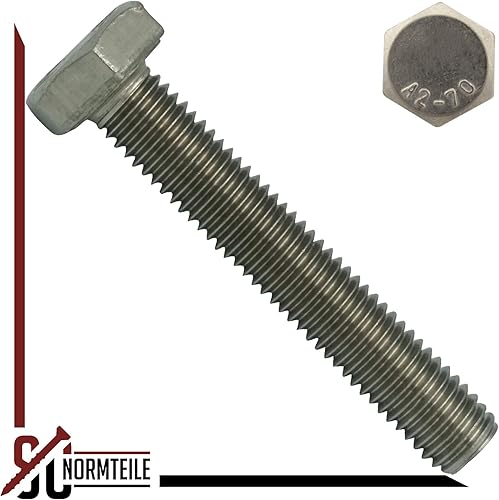 Sechskantschrauben - M10x200 mm - 5 Stück - DIN 933 / ISO 4017 - Edelstahl A2 - Vollgewinde - Maschinenschrauben - SC933 - Cheap-Us