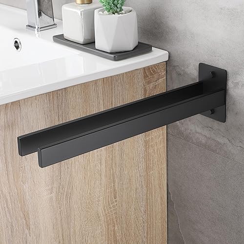 OETAMS Handtuchhalter Ohne Bohren Schwarz Matt Handtuchstange Edelstahl Handtuchhalter Bad Eckig Hantuchhalterung Einarmig Badetuchhalter - Cheap-Us