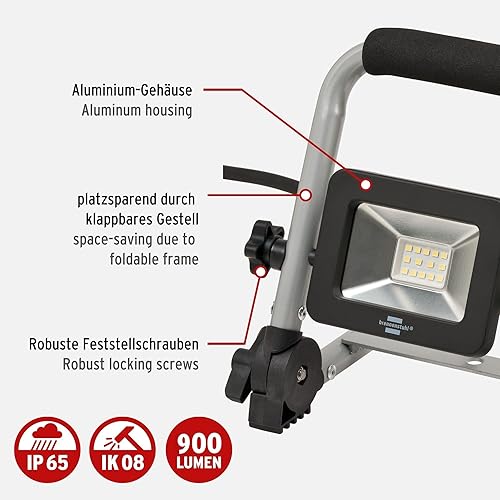 Brennenstuhl LED Akku Baustrahler EL 2000 MA (20W, 6000K, 2150lm, IP54, LED Arbeitsstrahler mit Powerbank-Funktion, 6h Leuchtdauer) - Cheap-Us