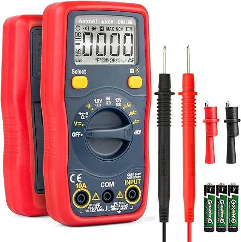 AstroAI Digital Multimeter, Auto-Range TRMS 4000 Counts Multimeter mit Berührungsloser Spannungsfunktion(NCV) LCD-Anzeige, Ohmmeter, Voltmeter 1,5 V / 9 V / 12 V Batteriespannungstester - Cheap-Us