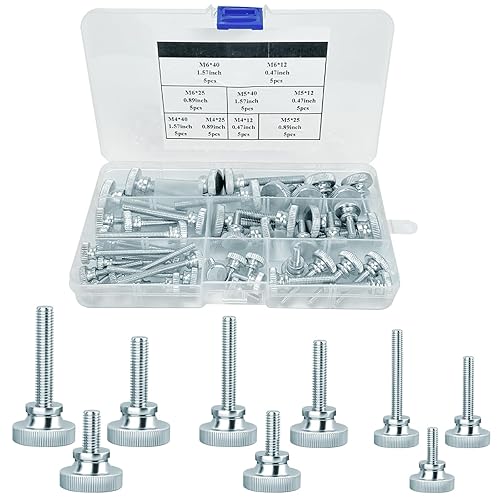 45 Stk Flache Rändelschrauben, M4*12/25/40 | M5*12/25/40 | M6*12/25/40 Hohe Rändelschrauben, Flacher gerändelter Kopf Schrauben, Daumenschrauben, Zinklegierung Klemmschraube für Haushaltsgeräte - Cheap-Us