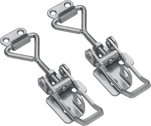 FT-Germany [2er Set] einstellbarer Spannverschluss m. Haken aus Stahl, verzinkt 110mm bis 125mm Stahl abschließbar Kistenverschluss Verschluss verstellbar Hebelverschluss Sicherheitsverschluss - Cheap-Us