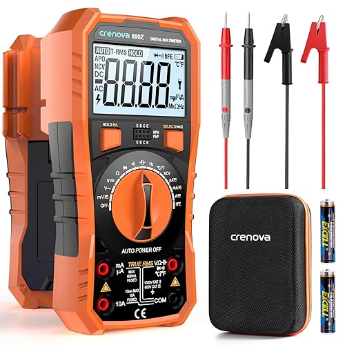 Crenova Digital multimeter, TRMS Voltmeter Ammeter Auto-Range 6000 Zähler Ohmmeter, misst Spannung Kapazität Temp Wiederstand mit Large LCD-Anzeige und Hintergrundlicht, for Automotive, Elektrike - Cheap-Us