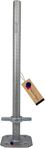 GeZu Impex® Gerüstspindel 650 mm, Ø 38 mm, Gewindefußplatte für Baugerüste galvanisch verzinkt, Gerüstfuß Gerüstfüße Spindel Fußplatte - Cheap-Us