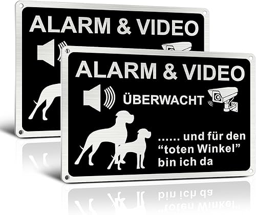 SINMAO ALARM&VIDEO ÜBERWACHT Schild und Hund - Achtung Videoüberwachung Schild/Warnung vor dem Hund Schilder-Kamera Abschreckung-Metal Aluminium - Cheap-Us