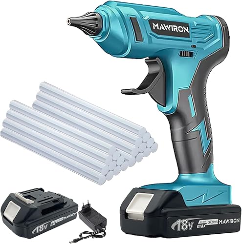 Akku Heißklebepistole，Kompatibel mit Makita BL1860B BL1850B BL1840B BL1830B 18V mit 2 * 3000mAh Akku und Ladegerät, Kabellose Klebepistole mit 20 Stück Klebestiften, Schnelle Erwärmung - Cheap-Us