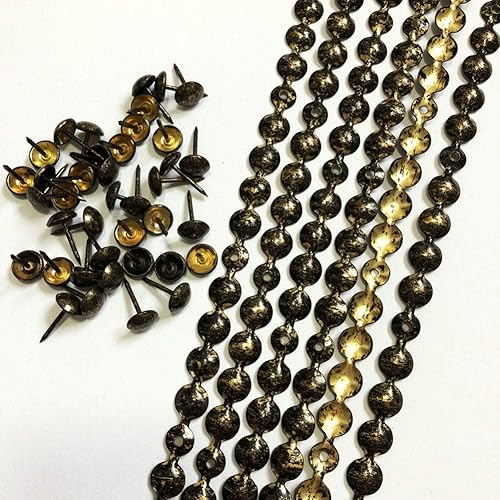 Let's Decorate 5 Meter Polster-Reißzwecken-Streifen, antike, dekorative Nagelstreifen, Sofa-Zierleisten, für Innenbereich, Garten, Stuhl, lose Reißzwecken, aufeinander abgestimmt (9,5 mm, antik) - Cheap-Us