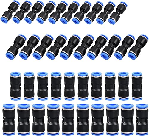 Dokeno 40 Stück Gerade Pneumatik Steckverbinder, Gerade Push in Schnellkupplung Pneumatische Fittings Push für Luft Wasser Schlauchanschluss 4mm/6mm/8mm/10mm - Cheap-Us