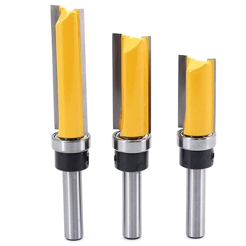 DingGreat 3 Stück 8 mm Schaft Bündigfräser, Nutfräser Holzschneider Professional Zubehör, Holz Fräser Router Bit Oberfräser - Cheap-Us