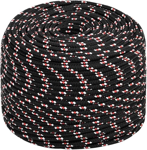 vidaXL Bootsseil Ankerleine Festmacher Tauwerk PP Leine Seil Tau Polypropylenseil Geflochten Flechtleine Schwarz 10mm 25m Polypropylen - Cheap-Us