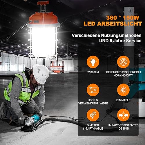 MeFard LED Baustrahler 45W Arbeitsscheinwerfer Bauscheinwerfer 5400LM, 360° Beleuchtung, IP64 wasserdicht. - Cheap-Us