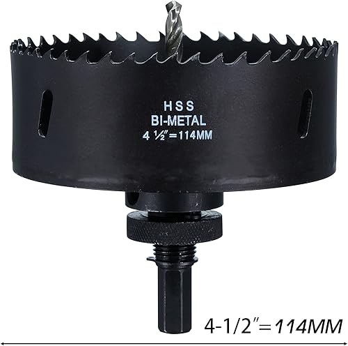 Lochsäge 102mm, Schnellarbeitsstahl HSS M42 Bi-Metall Lochsäge, Lochfräser mit Sechskant-Schaft und Bohrer für Holz, Trockenbau und Metallblech 1 Stück Schwarz - Cheap-Us