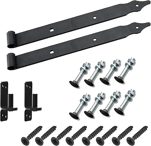 BRESKO Ladenband mit Kloben & Schrauben 2er Set 300x35mm - Ø13mm schwarz Torband Tor Scharnier für Gartentor - Cheap-Us