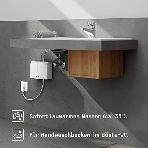 STIEBEL ELTRON hydraulischer Mini Durchlauferhitzer DNM 3 nur fürs Handwaschbecken, 3,5 kW, mit Stecker, drucklos, VDE geprüft, 185411 - Cheap-Us
