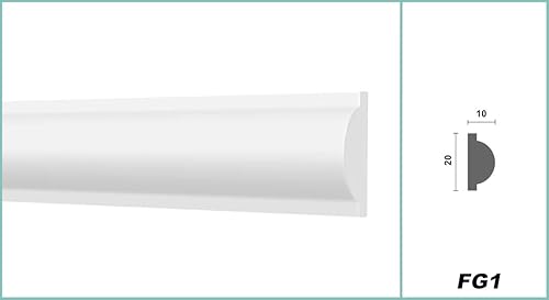 HEXIMO Wandleisten modern XPS Styropor weiß, 2 Meter Stuckleisten Sytroporleisten Stuckverzierung Friesleisten Stuck Zierleisten (40 Meter Wandleisten FG3) - Cheap-Us