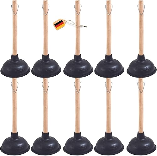 Novaliv Pömpel Abfluss 140 mm Ø Saugglocke Abfluss Pümpel Toilette Pömpel mit Holzstiel Plunger WC Pömpel mit einem Durchmesser von 14,5cm IDEAL als Abfluss Pömpel für verstopfter Abfluss Pumpfix - Cheap-Us