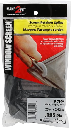 Prime-Line Screen Retainer, 185-in, 25-ft, Black Products P 7940 Bildschirm-Halter, Spline, 0,185 Zoll, 7,6 m, Schwarz, Pack of 1 - Cheap-Us