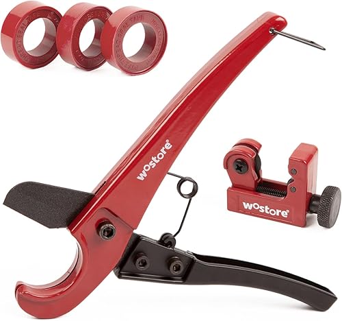 Cherbowing PVC Rohrschneider für Kunststoff 0-31 mm, Rohr Schere für PEX PVC PPR-Kunststoffschläuche und Rohrleitungen, Kupferrohrschneider Mini 3-22mm für Aluminium, Kupferrohr, 3 PTFE-Dichtbänder - Cheap-Us