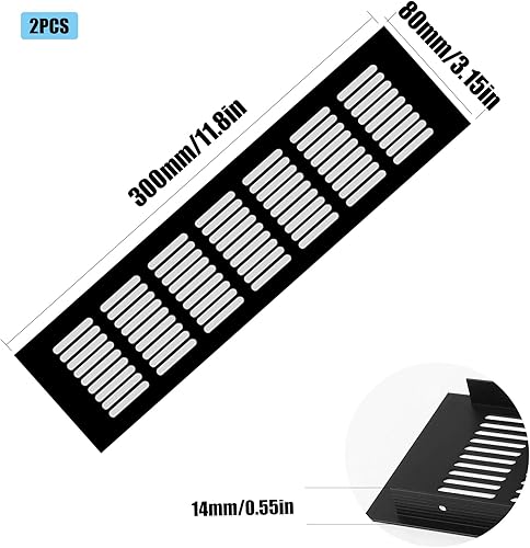 4 Stück Belüftungsgitter Aluminium, Ventilation Grille Rechteckig, Edelstahl Aluminium Lüftungsgitter, für Schuhschrank, Bad, Küche, Wohnzimmer - Cheap-Us