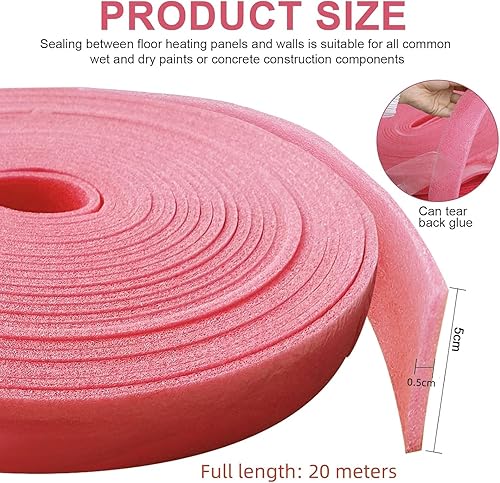 Hengrongshen Randdämmstreifen,50mm x 5mm x 10m Randdämmstreifen Selbstklebend, Randdämmstreifen für Ausgleichsmasse Zur Abdichtung Zwischen Fußbodenheizungsplatten und Wänden(Blau) - Cheap-Us