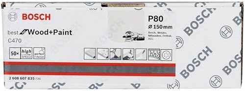 Bosch Professional Schleifblatt für Exzenterschleifer Holz und Farbe (50 Stück, Ø 150 mm, Körnung 80, C470), 2608607835 - Cheap-Us