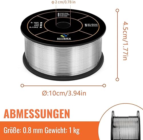 HITBOX MIG MAG Fülldraht Schweißdraht 1KG/2.2lb 0.8mm - E71T-GS für Schweißgerät fülldraht ohne gas Schweißgerät MIG Schweißdraht - Cheap-Us