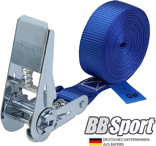 Spanngurt mit Ratsche Zurrgurt 4er Set Ratschengurt DIN EN 12195-2 blau 4 m oder 6 m, 25 mm breit - belastbar bis 800 kg, 4er Pack 2.5 cm x 6 m - Cheap-Us