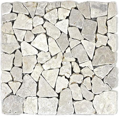 DIVERO 11 Fliesenmatten Naturstein Mosaikfliesen aus Marmor für Wand und Boden creme á 30 x 30 cm - Cheap-Us