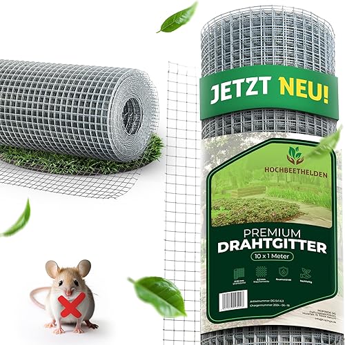 HOCHBEETHELDEN Wühlmausgitter für Hochbeete aus rostfreien feuerverzinkten feinmaschigen Drahtgitter | 5 x 1 m | Hasendraht mit 6,3 mm Maschenweite | Kaninchendraht aus 0,55 mm Drahtgeflecht - Cheap-Us