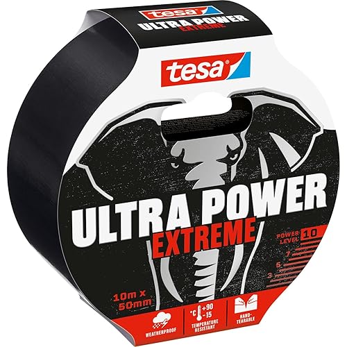tesa Ultra Power Extreme Repairing Tape – Reparaturband mit extra starkem Halt auch auf rauen Oberflächen – wetterbeständig und handeinreißbar – 10 m x 50 mm - Cheap-Us