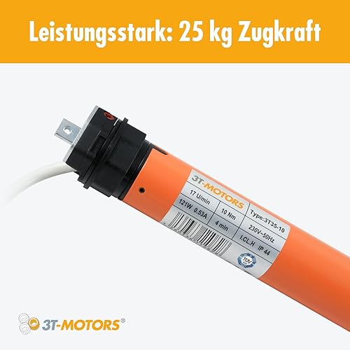 3T-MOTORS Rollladenmotor 3T45-10 (Zugkraft 10 Nm/25 kg) für 60 mm 8kant Rollladenwelle (SW60), mit mechanischen Endschaltern, einfache Montage mit Zubehör, Rollladenantrieb - Cheap-Us