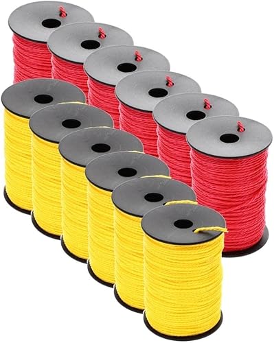 12x Maurerschnur gelb rot Richtschnur Pflaster Verlege Lot Bau Schnur 100m 2mm - Cheap-Us