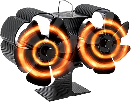 HUAREW Ofenventilator Kaminventilator Ofen ventilator 12 Blatt Holzofenventilator, Hitzebetriebener Holzofen Ventilator Ohne Strom, Leiser Holzofenventilatorcht,Ofenventilator Doppelt - Cheap-Us