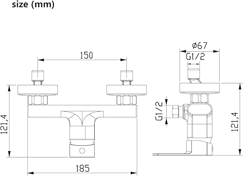 Kelleria Duscharmatur mit Thermostat, Präzisions Thermostat Brausebatterie mit Sicherheitssperre bei 38°C, Aufputz Armatur Dusche, Bedezimmer Mischbatterie Dusche, Duschthermostat Chrom Oberfläche - Cheap-Us