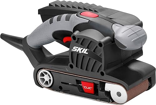 Skil Bandschleifer 1215 AA (650 W, 76 x 457 mm, automatische Bandzentrierung, Staubsauger-Adapter + Staubauffangbehälter) - Cheap-Us