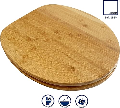 ADOB WC Sitz Klobrille Bambus dunkel mit Absenkautomatik Bamboo natur, 33325 - Cheap-Us