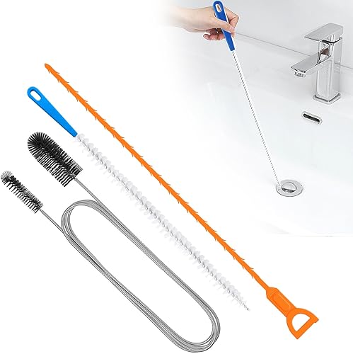 Rohrreinigungsbürste, 3 Stück Abflussreiniger Bürste, Drain Declogger, Abflussbürste, Schlauchbürste, Abflussreiniger Spirale, Abflussreiniger Sticks für Sanitäranlagen in Bad und Küche - Cheap-Us