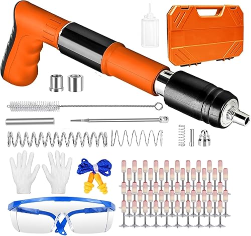 Manuelle Mini Nagelpistole aus Stahl,5 Gänge Einstellbar Bolzenschussgerät Wandnagelpistolen mit 200 Runden Nägeln, Nagelpistole für Deckenwandanker, Drahtschlitzgerät,Betonwände - Cheap-Us