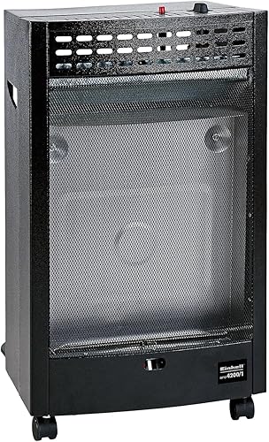 Einhell Blue Flame Gasheizofen BFO 4200/1 (4.200W, 300 g/h Gasverbrauch, Stahlblechgehäuse, Piezozünder, Lenkrollen, inkl. Gasschlauch) Schwarz - Cheap-Us