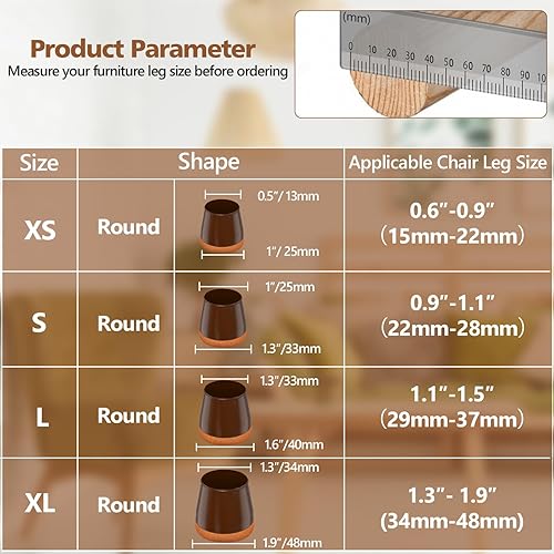 28 Stück Stuhlbeinkappen Rund, BAIPOK Silikon Schutzkappen für Stuhlbeine, Rechteckige Filzgleiter für Stühle, Stuhlbeinschoner für Hartholzböden (Fit:15-23mm) - Cheap-Us