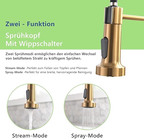 Aimadi Küchenarmatur Mischbatterie Küche Wasserhahn Spiralfederarmatur Küchenspüle Geschirrbrause Spültischarmatur Einhandmischer Ausziehbar Gebürsteter Nickel - Cheap-Us