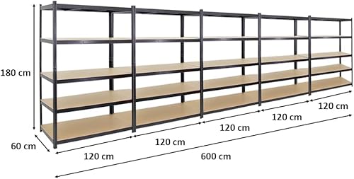 PROREGAL Mega Deal 2X Schwerlastregal Taurus Schwarz 180x90x60cm mit Fachlast 175kg Kellerregal, Steckregal, Garagenregal, Lagerregal - Cheap-Us