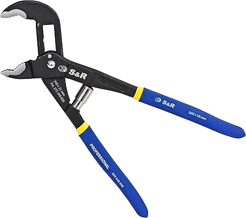 S&R Automatische Wasserpumpenzange mit patentiertem Schnellspannmechanismus 240x35mm, CR-V, doppelt ummantelte Griffe - Cheap-Us