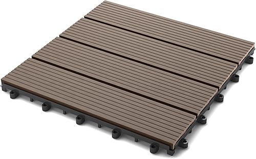 SAM WPC Fliesen, 30x30 cm, Anthrazit, 11er Spar Set für 1m², Garten klick-Fliese, Bodenbelag mit Drainage - Cheap-Us