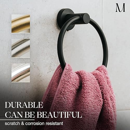 Marmolux Handtuchring Matt Schwarz - Moderner Handtuchring für Badezimmerwand - Edelstahl SUS304 - Badezimmer Handtuchhalter Ring - Küchenhandtuchhalter - Handtuchhaken - Geschirrtuchhalter Küche - Cheap-Us