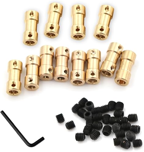 NHPY 12 STK Messing Wellenkupplung Wellenadapter,Motorwellenkupplung,Für RC Flugzeug Boot Motor 25x9mm,mit 50 STK M3 Schrauben,1 Inbusschlüssel - Cheap-Us
