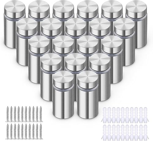 20 Stück Edelstahl Wand Abstandshalter Plexiglas,Schilderhalter Werbeschraube für Montieren und Befestigung Glas Spiegel Acryl Poster Bilderrahmen (12x25mm) - Cheap-Us